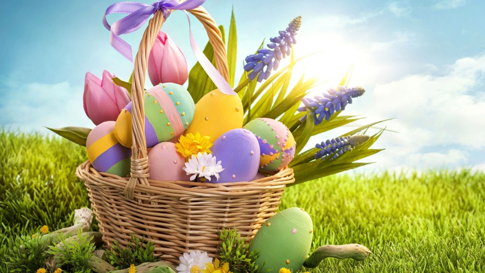 Easter Many Eggs In Basket