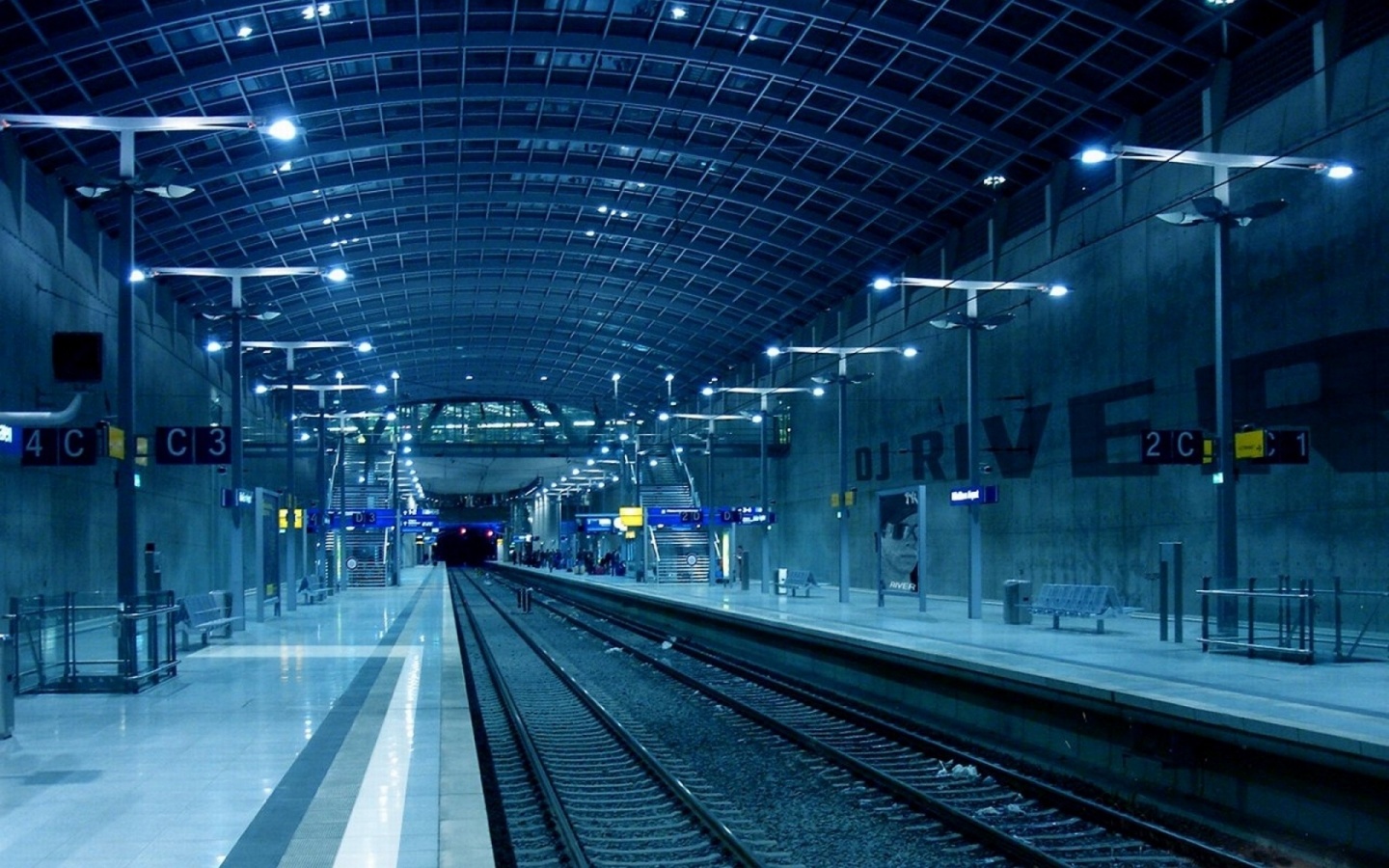 Empty Train Station At Night
