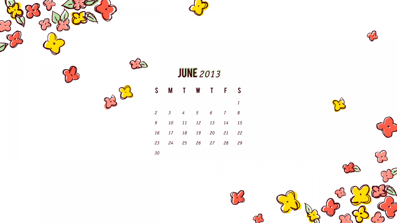 Flowers June 2013 Calendar