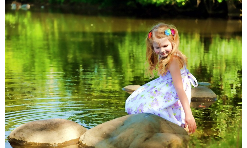 Girl And Summer Lake