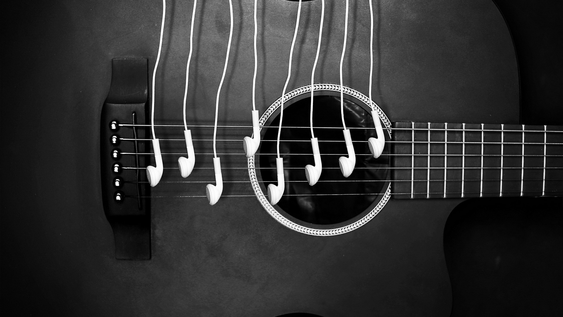 Guitar With White Headphones