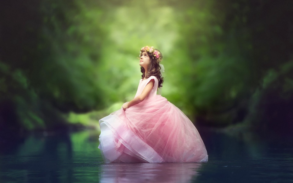 Little Princess Girl In River