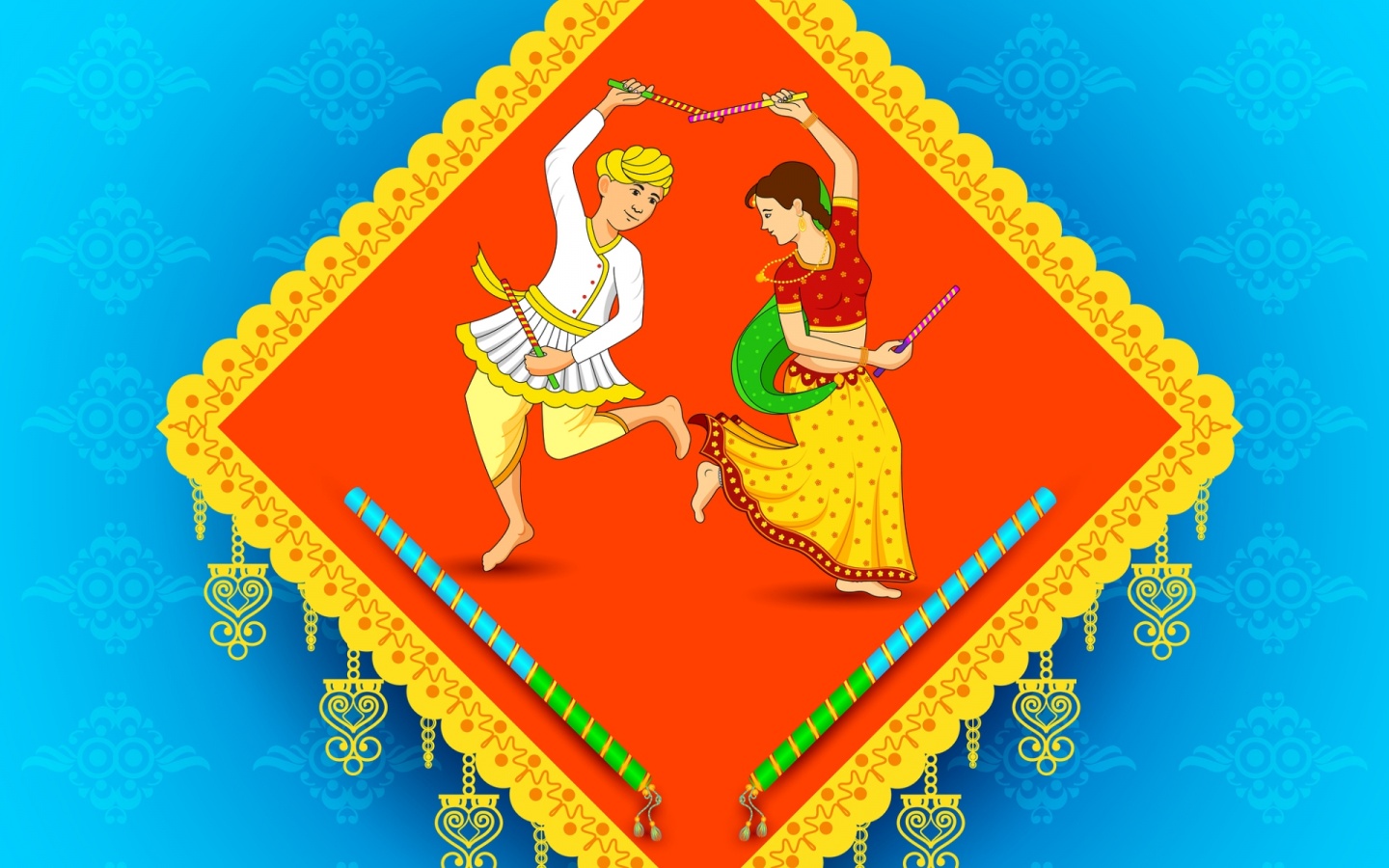 Man And Woman Dancing On Navratri