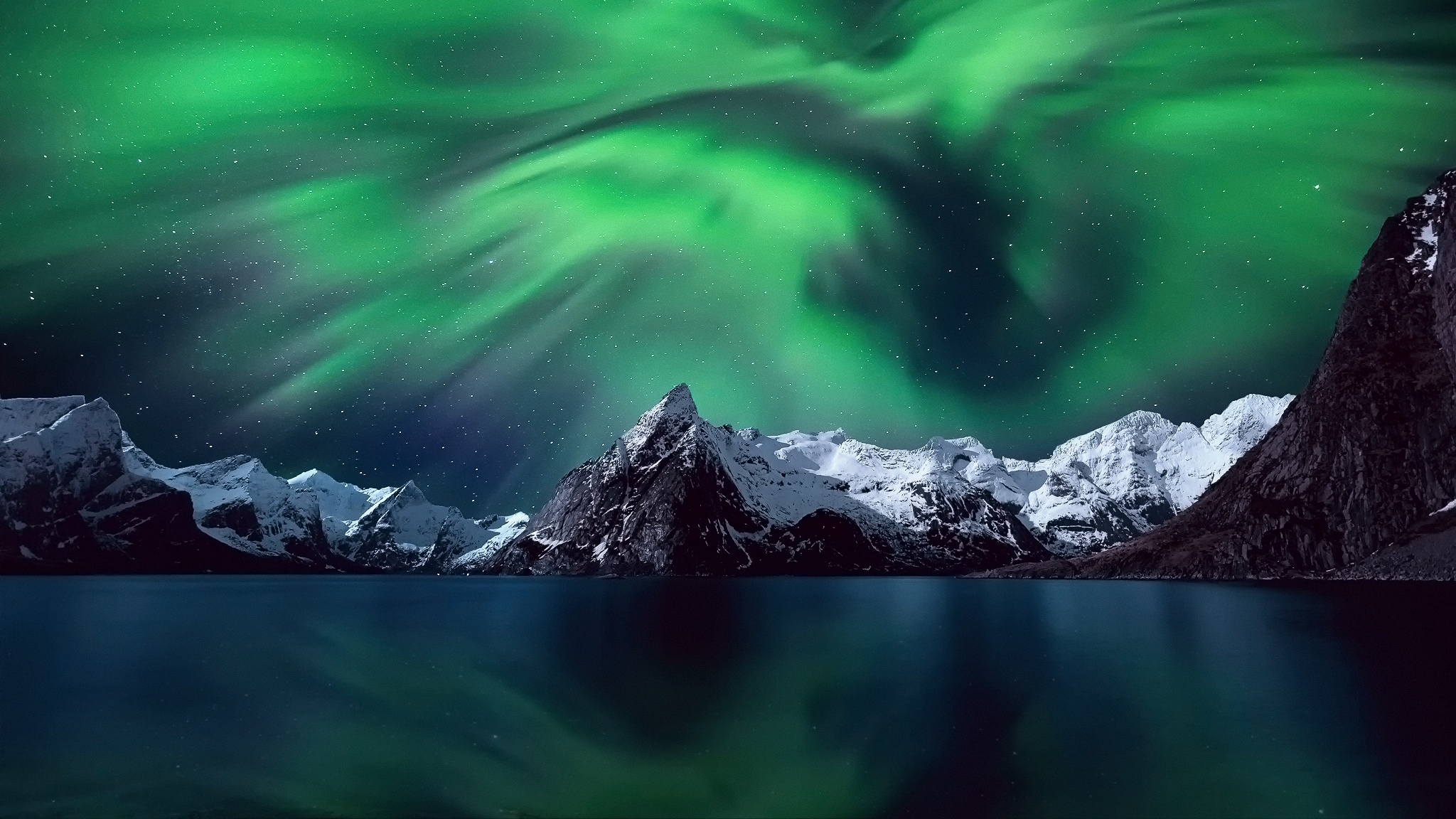 Northern Lights Mountains Snow
