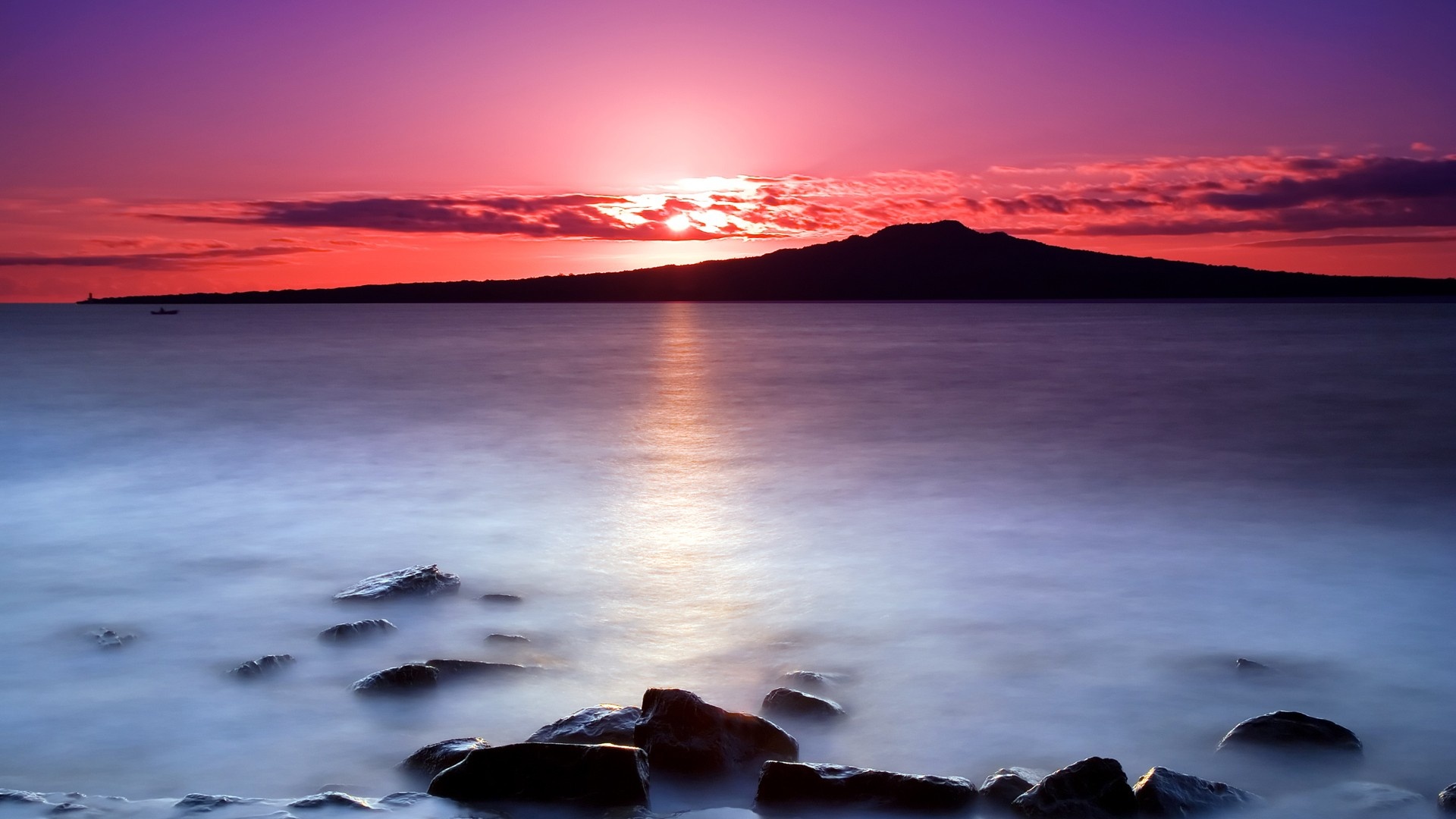 Purple Sunset Above the Water