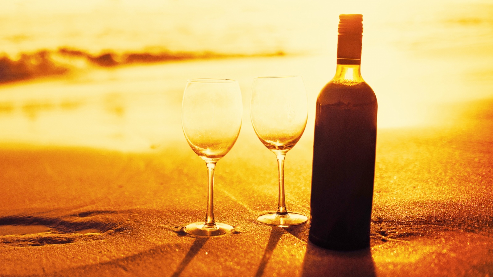 Romantic Evening Wine And Glasses