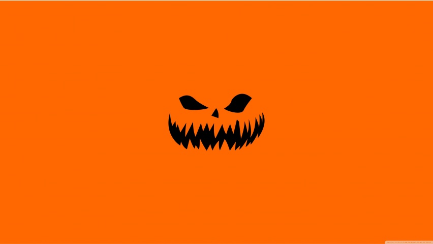 Scary Halloween Face on Orange Background