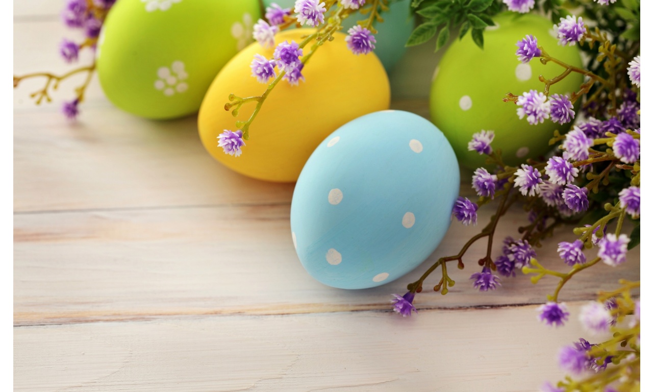 Spring Flowers And Easter Eggs
