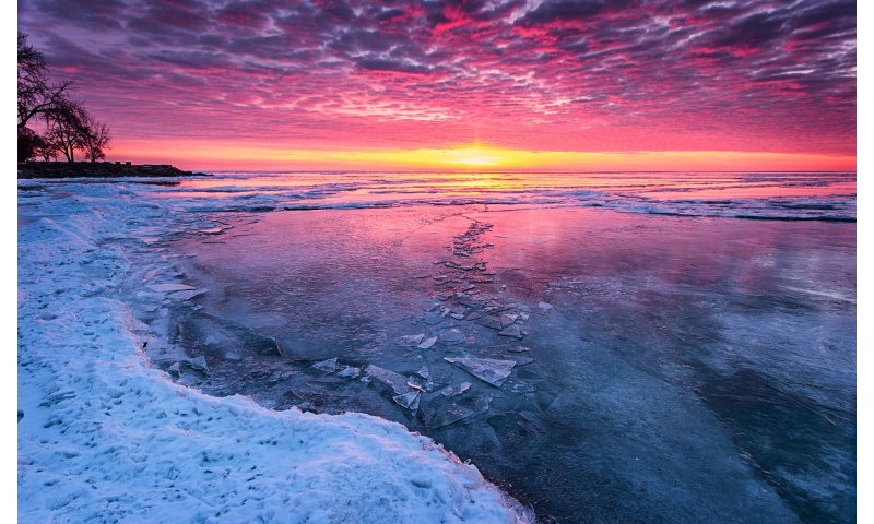 Sunset On A Frozen Lake