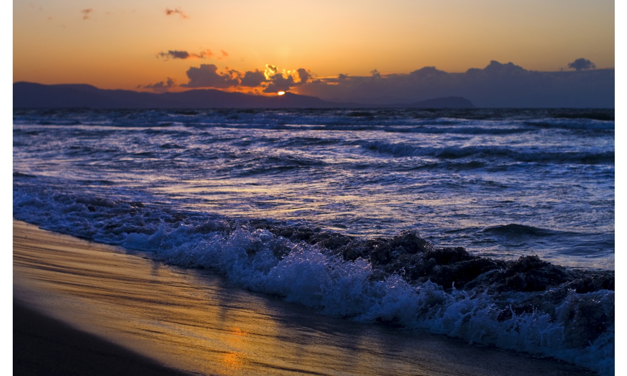 Sunset Sea Waves