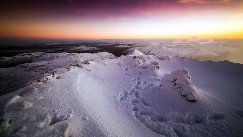 Sunset Snow Mountains