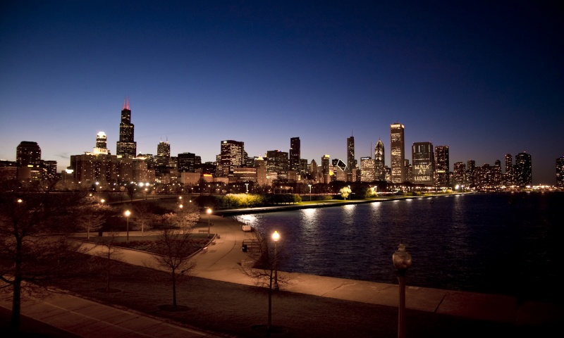 USA Night Chicago City