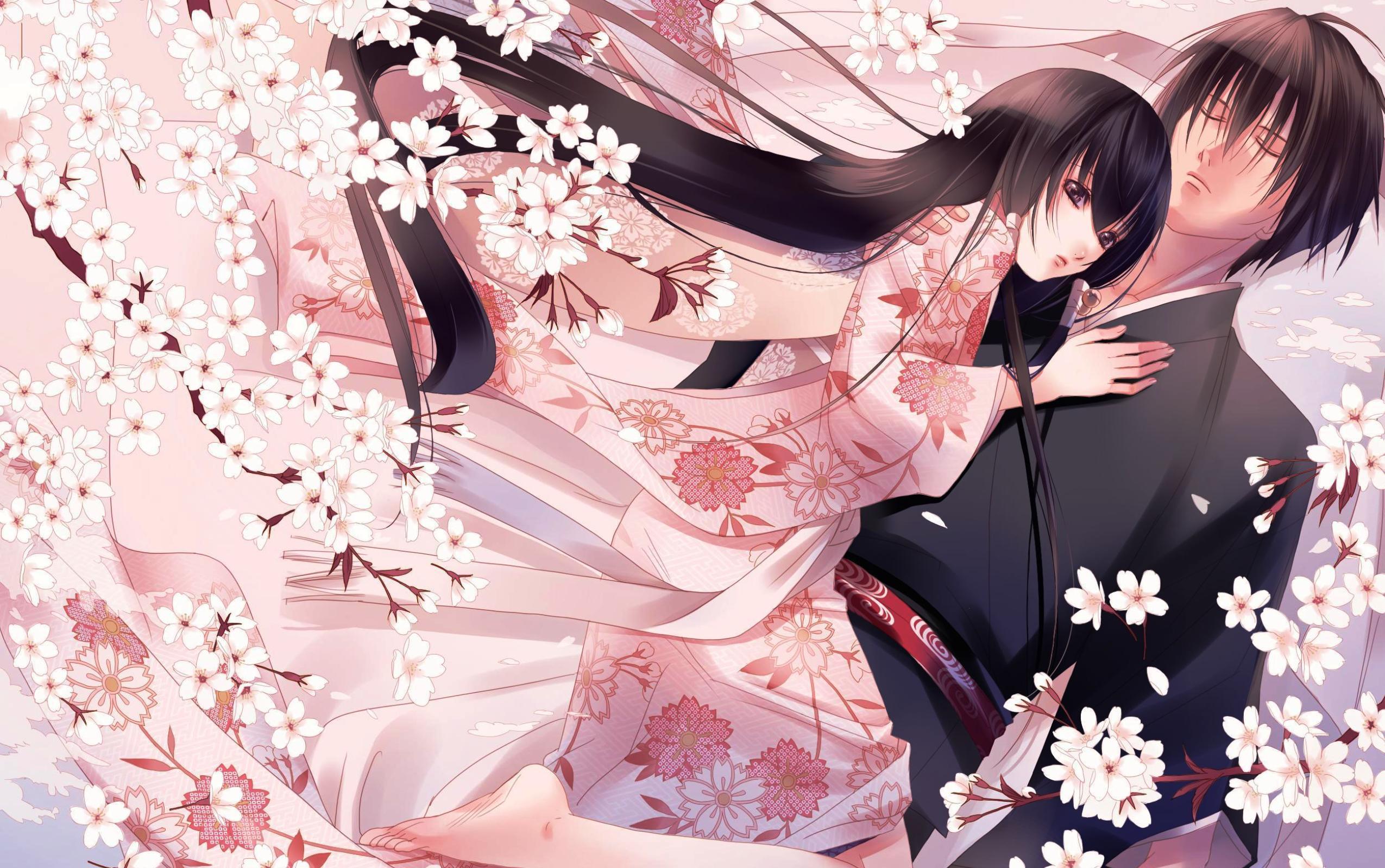 Anime Couple Pink Flower