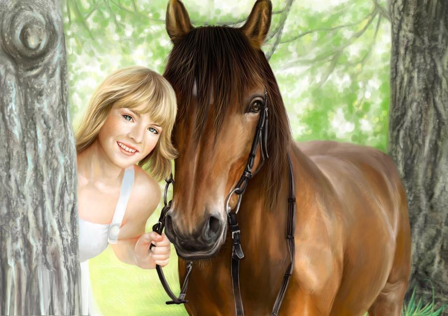 Horse And Young Girl