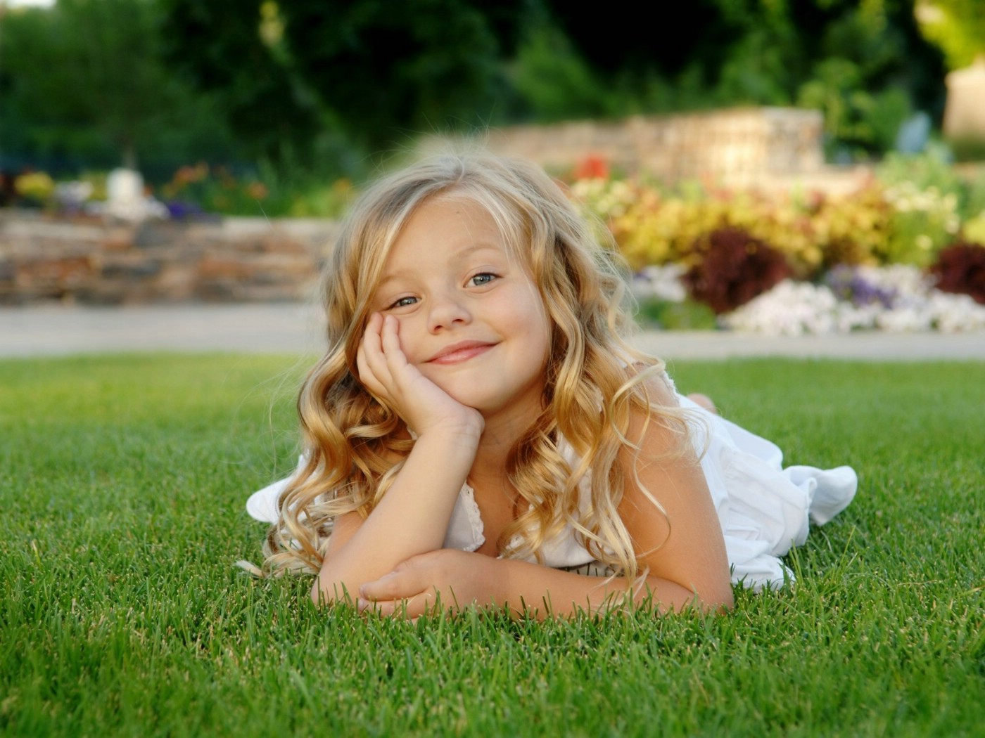 Little Girl On Grass.